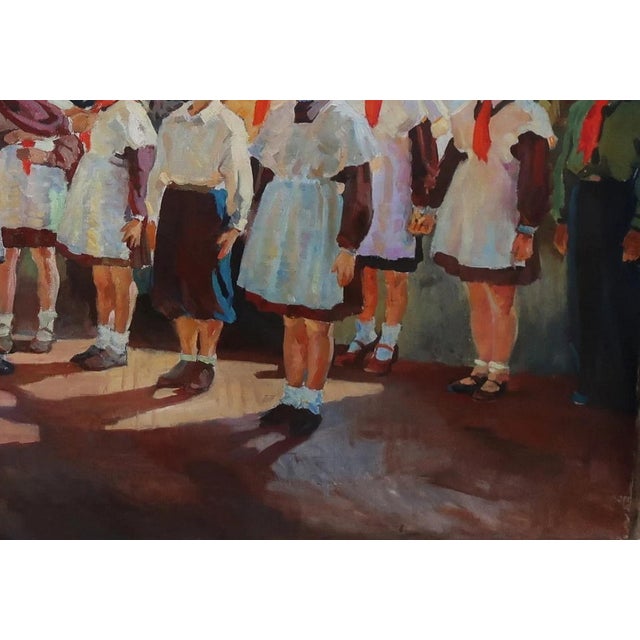 1970s Soviet Children Oil Painting, Socialist Realism, Ukrainian Art, 1970s 94-135 For Sale - Image 5 of 6