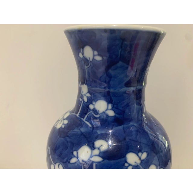 Blue 19th Century Chinese Porcelain Blue & White Baluster Vase in the Prunus Design For Sale - Image 8 of 11