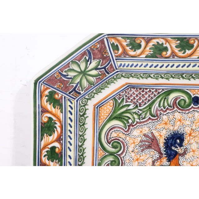 Green Mid 20th Century Spanish Revival Decorative Real Ceramica Platter Made in Portugal For Sale - Image 8 of 8