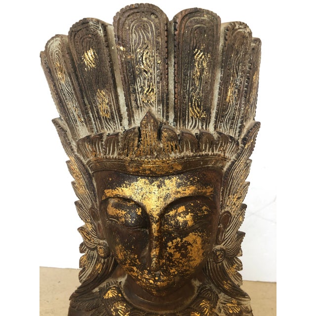 Asian Large Giltwood Thai Goddess Sculpture For Sale - Image 3 of 11