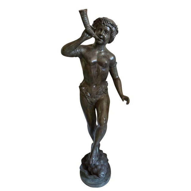 20th Century Bronze Nude Faun and Urban Scugnizzo Sculptures, Set of 2 For Sale - Image 5 of 8