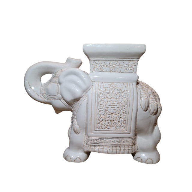 Hollywood Regency Vintage 1970's Elephant Garden Stool For Sale - Image 3 of 9