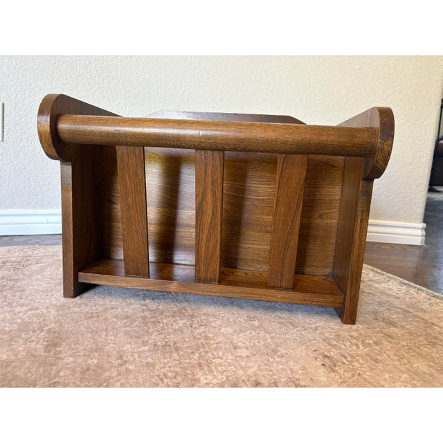 Vintage Leick Solid Oak Magazine Rack by Furniture by Leick, Sheboygan, Wisconsin For Sale - Image 4 of 9
