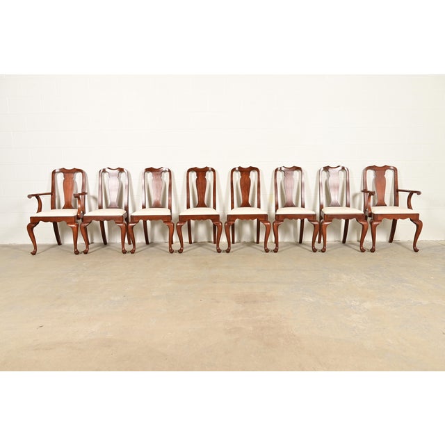 Henkel Harris Queen Anne Solid Cherry Wood Side Chairs or Dining Chairs, Pair For Sale - Image 13 of 14