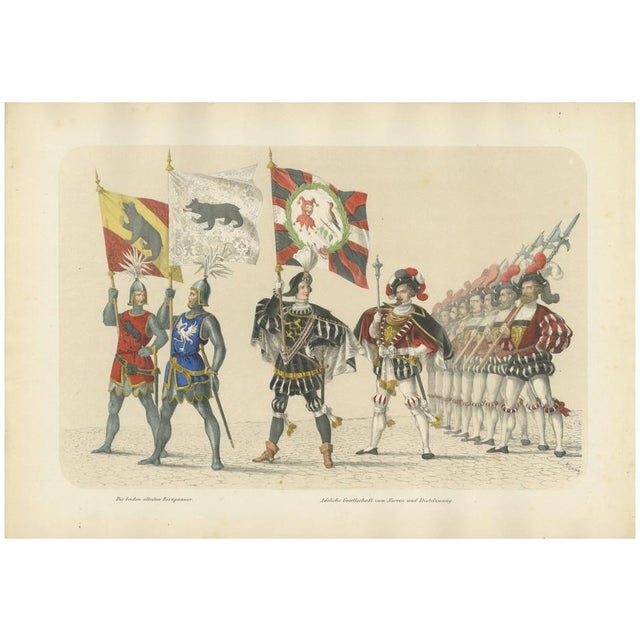 The Bernese Banners A Splendid Procession of Knights & Honor Guards, 1855, Print For Sale - Image 11 of 11