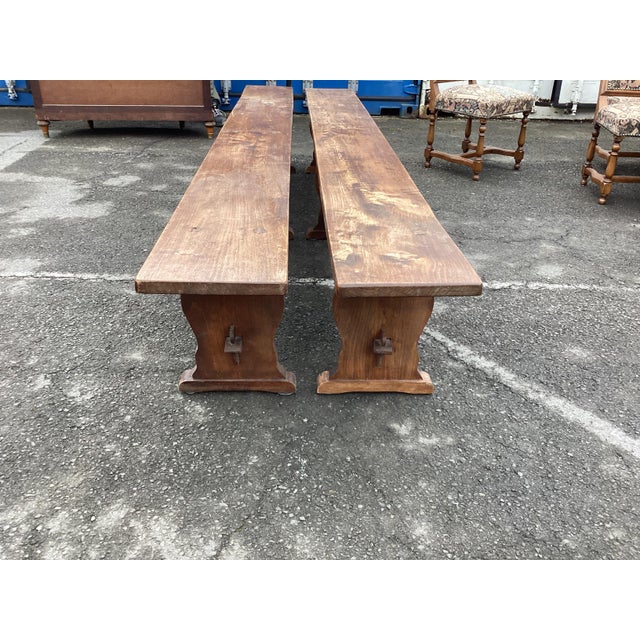 Pair of 9ft French Farmhouse Benches For Sale - Image 4 of 8
