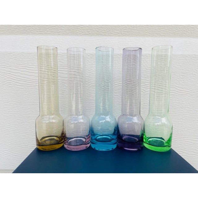 Mid-Century Modern Set of 5 Vintage Mid Century Modern Blown Glass Bud Vases For Sale - Image 3 of 12