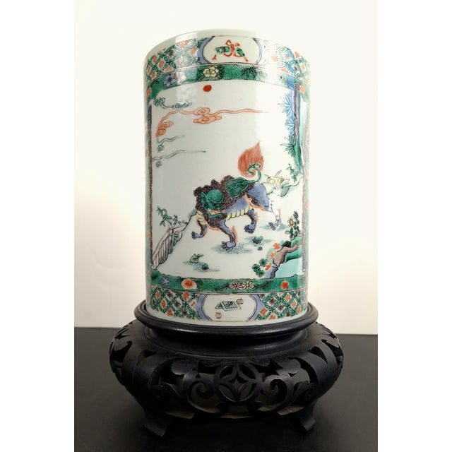 Chinese Chinese Porcelain Wucai Qilin Tongping For Sale - Image 3 of 8