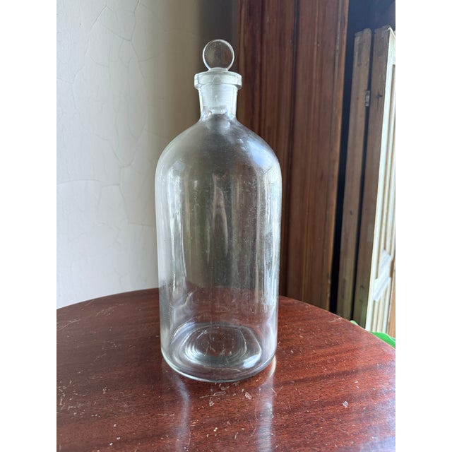 Mid-20th Century Laboratory Reagent Bottle With Ground Glass Stopper Narrow Mouth Apothecary Glass Vessel For Sale - Image 10 of 10