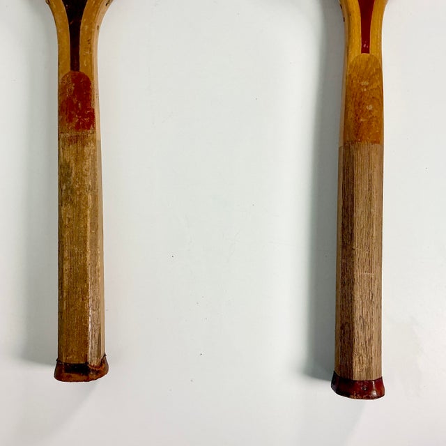 1905 Antique Americana Boho Chic Wood Tennis Rackets Home Accents - A Pair. For Sale - Image 9 of 17