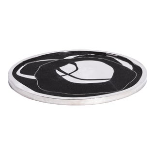 Round Shagreen Tray With Polished Stainless Steel by R&y Augousti For Sale