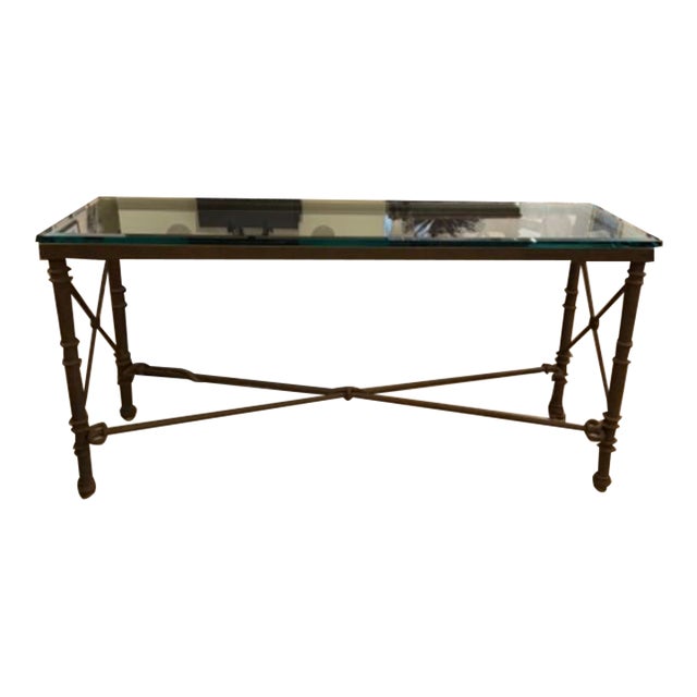 1980s Giacometti Inspired Iron Console With Snake Detail For Sale