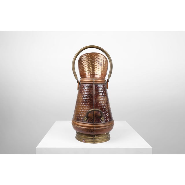 Copper Umbrella Stand with Hammered Medieval Bakery Relief, France, 1900s For Sale - Image 9 of 12