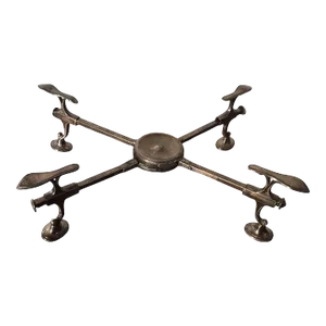 Antique 19th Century English Regency Old Sheffield Plate Silver on Copper Plate Cross for Large Chinese Porcelain Punch Bowl