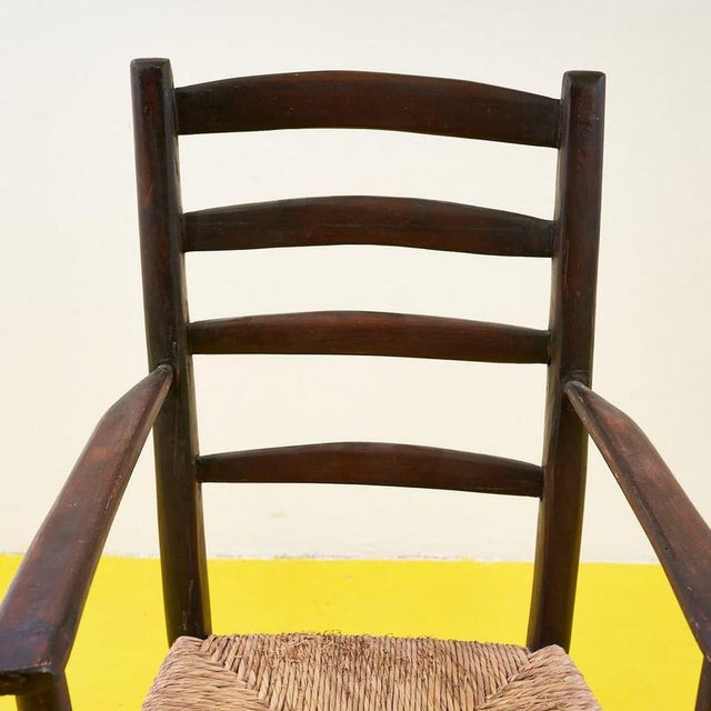 Antique Straw Armchair, 1900s For Sale - Image 3 of 6