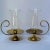 Beautiful pair of vintage Ethan Allen Aladdin solid brass hurricane candlestick holders with large scrolled brass handles...