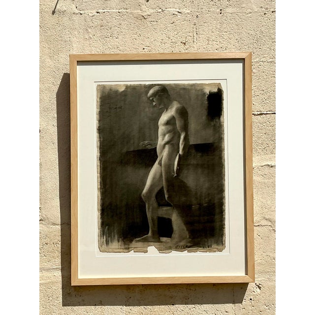 Vintage 1930s Original Pencil Sketch of Man For Sale - Image 4 of 12