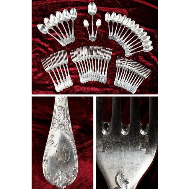 Part of flatware christofle collection "marly" in silver metal. This set of cutlery with rich decoration of plants in the...