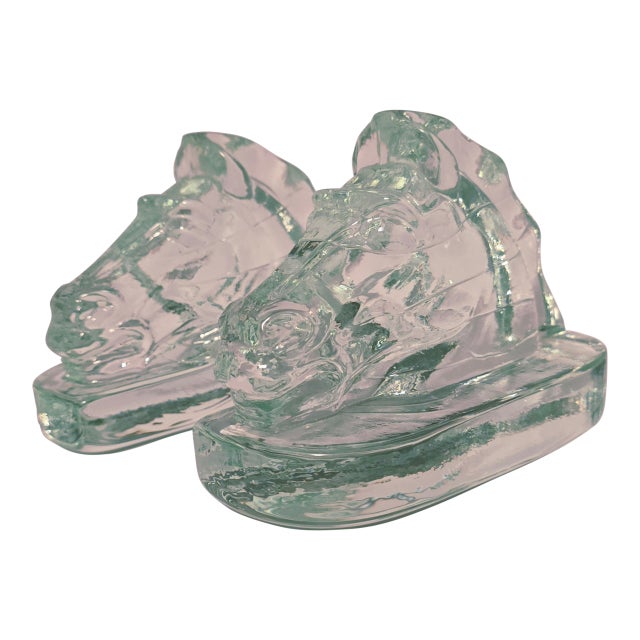Mid 20th Century Pittsburgh Corning Mid-Century Modern Glass Bookends- Set of 2 For Sale