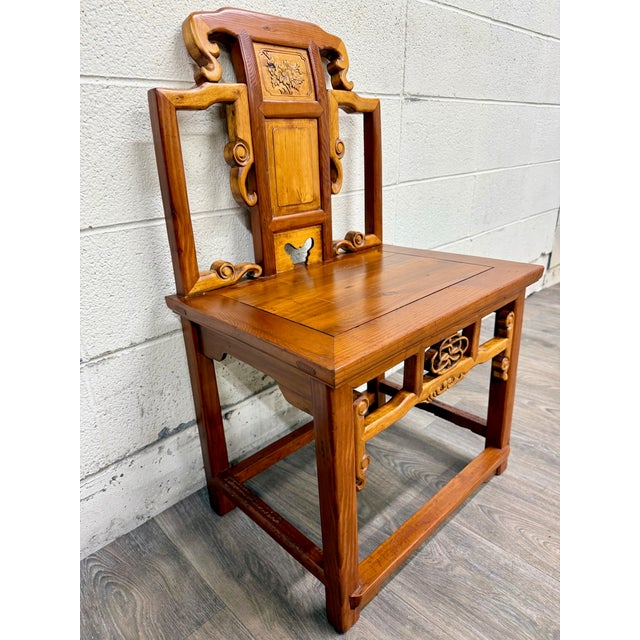 Vintage Chinese Ming Style Elm Side Occasional Accent or Wedding Chair For Sale In Kansas City - Image 6 of 10