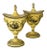 Mottahedeh Yellow Ceramic Cachepots - a Pair for the Fireplace Mantel For Sale
