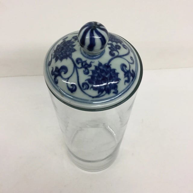 Vintage Glass Pillar With Antique Chinese Lid For Sale - Image 5 of 11