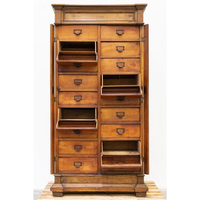 1950s Antique 18 Drawer Oak Filing Cabinet, 1950s For Sale - Image 5 of 13