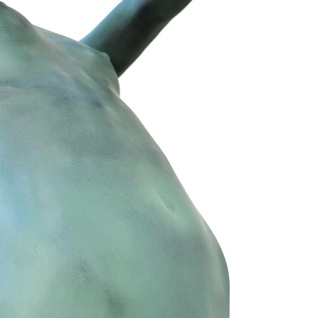 Green 6' Art Deco "Clarte" Biba Nude Green Patina Floor Lamp, Max Le Verrier Style For Sale - Image 8 of 10