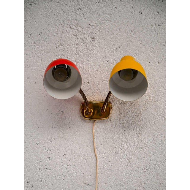 1960s Scandinavian 2-Tone Metal Wall Lamp, 1960s, Set of 2 For Sale - Image 5 of 7