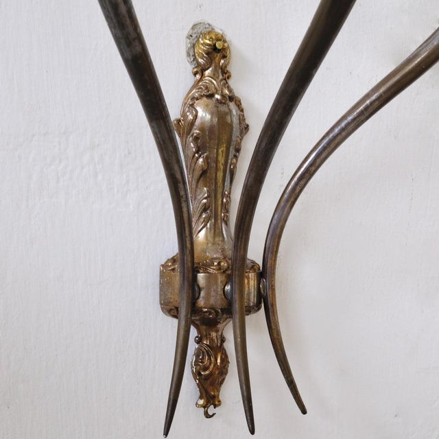 Black Original 3-Arm Wall Lights, Italy, 1950s, Set of 2 For Sale - Image 8 of 17