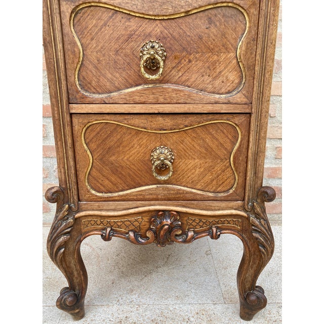Early 20th Century Louis XVI Style Spanish Nightstands in Wood and Red Marble, 1920s, A Pair For Sale - Image 9 of 18