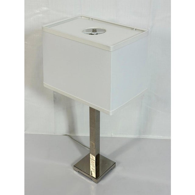 2020s Marian Jamieson "Cube" Table Lamp Polished Nickel Modernist Design For Sale - Image 5 of 17