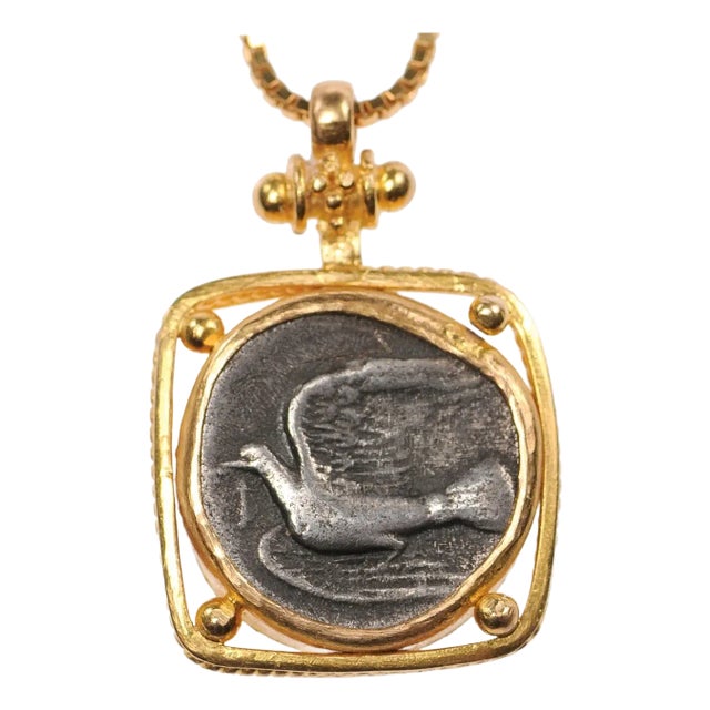 Antique Dove & Chimeara 1/4 Stater Pendant For Sale