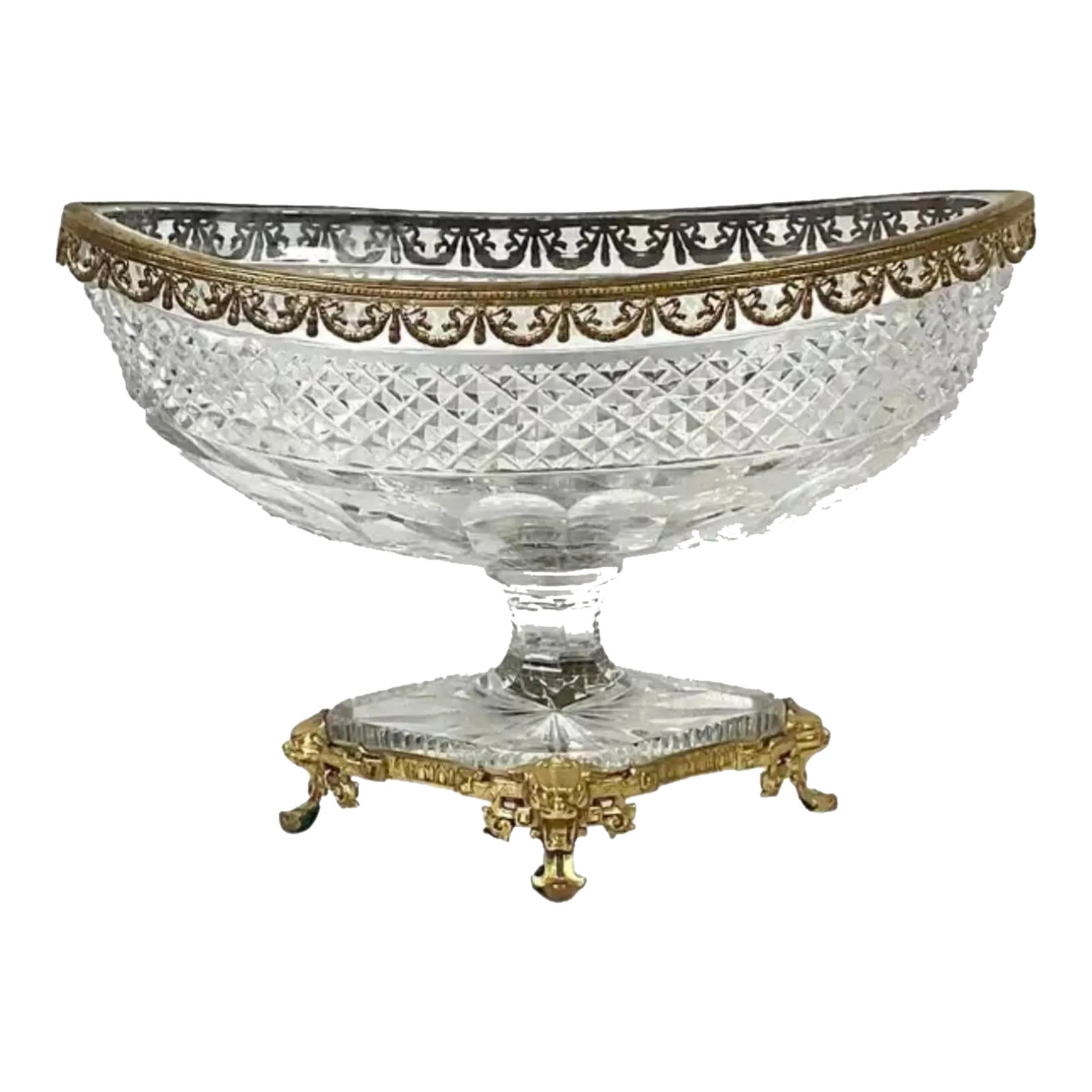 Bronze Dore Mounted Crystal Baccarat Style Centerpiece