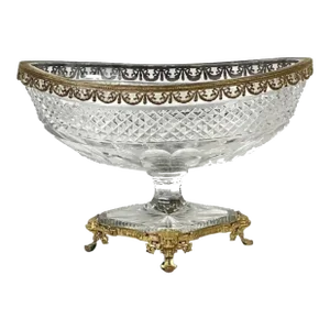 Bronze Dore Mounted Crystal Baccarat Style Centerpiece