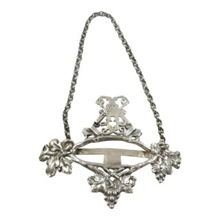 Victorian English Sterling Silver Decanter Label | Earl's Coronet Motif | London 1866 For Sale