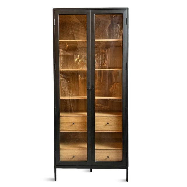 2020s Roland Iron & Oak Display Cabinet For Sale - Image 5 of 7