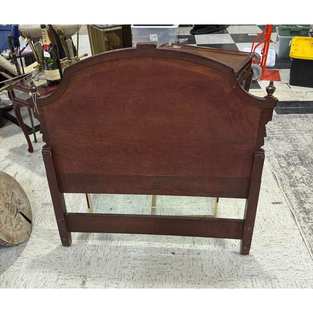 Regency Period Antique Twin Size Mahogany Headboard With Brass Accents For Sale - Image 4 of 6