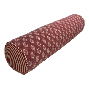 New Custom Performance Peter Dunham Round Bolster Pillow With Ticking Stripe Detail on Ends