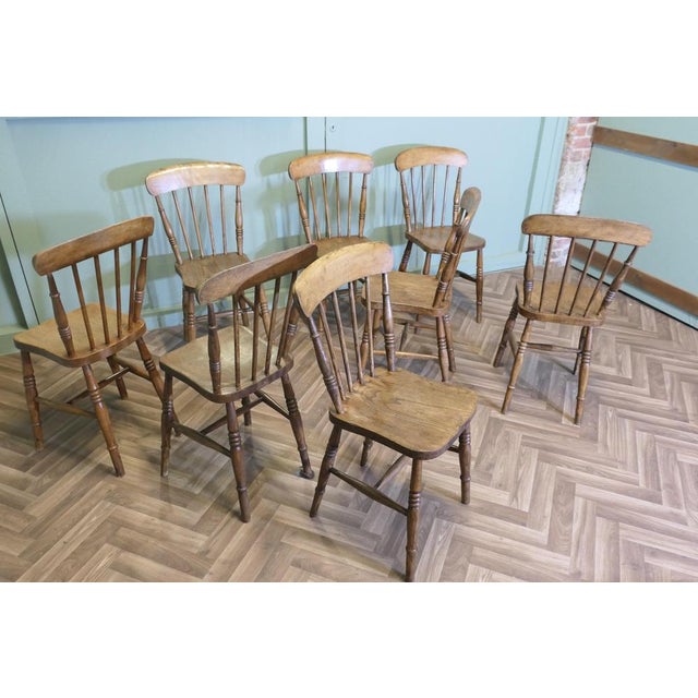 Victorian Beech and Elm Country Dining Chairs, Set of 8 For Sale - Image 4 of 9