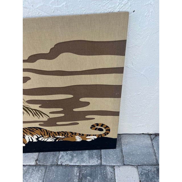 1977 Domus Textiles Hand Printed Tiger Art by Joan Spatrizano For Sale - Image 15 of 18