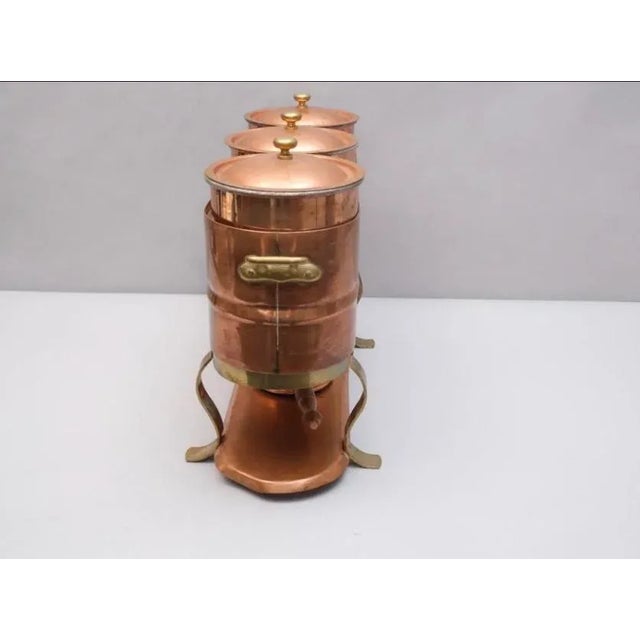 1990s Copper Bazar Fran?ßais French Three Compartment Chafing Dish For Sale - Image 4 of 7