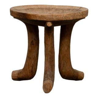 Vintage Ethiopian Monoxylous Tripod Stool in Wanza Wood, 1950s For Sale