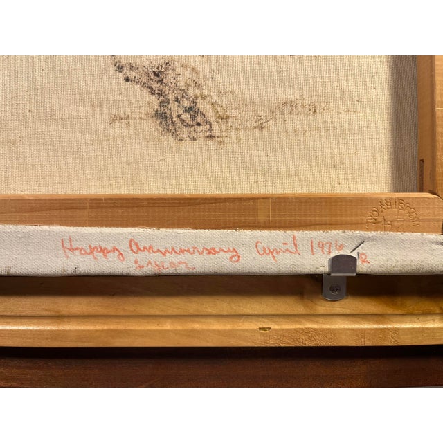 Textile 1970s Mid-Century Modern Anthony Veccio Horse Racing Oil on Canvas Painting Signed For Sale - Image 7 of 7