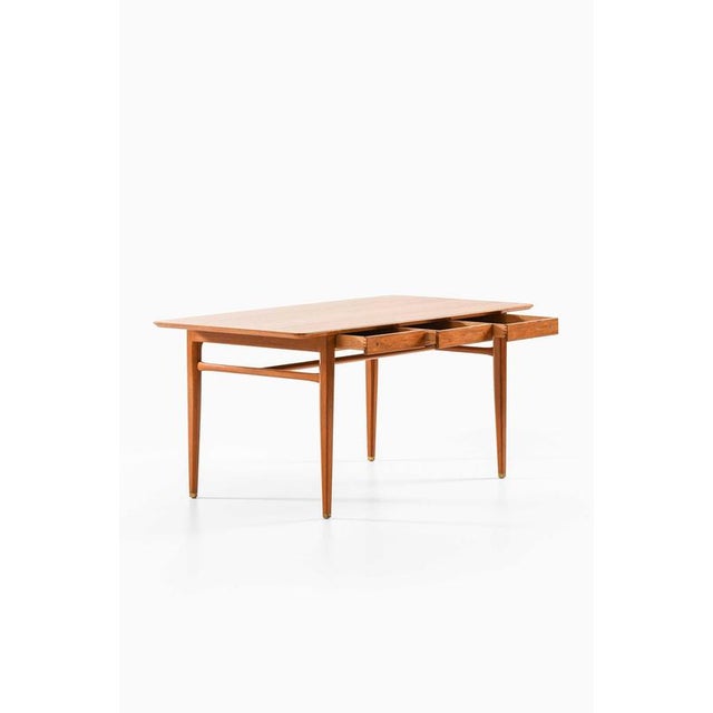 Scandinavian Modern Desk in Brass and Teak attributed to Axel Larsson, 1959 For Sale - Image 8 of 14