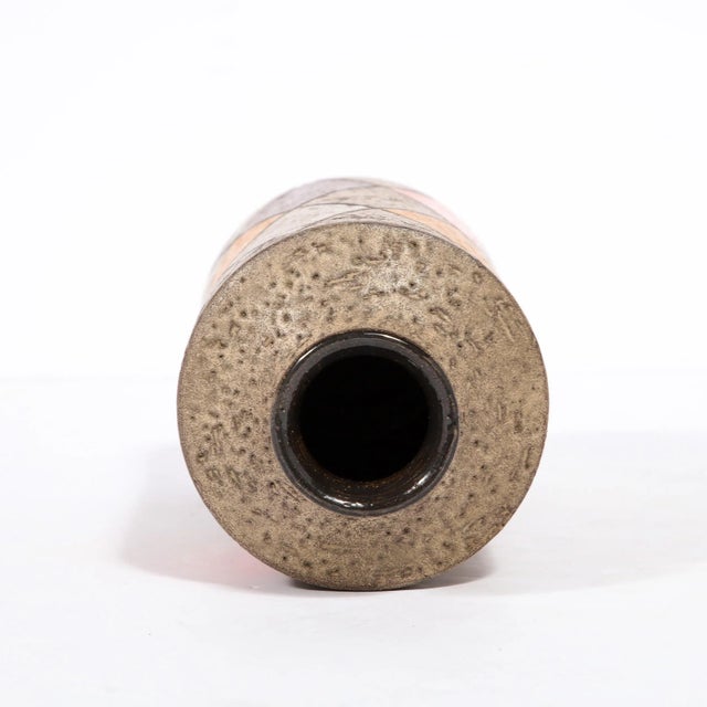 Mid-Century Modernist Hand Painted Ceramic Vase, Signed Thor For Sale - Image 9 of 11