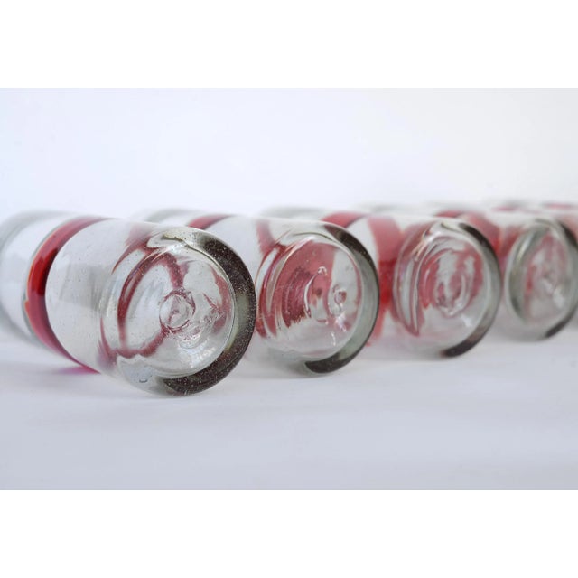 Vintage Mexican Red Band Hand Blown Glasses Tumblers Highballs - Set of 12 For Sale - Image 9 of 11