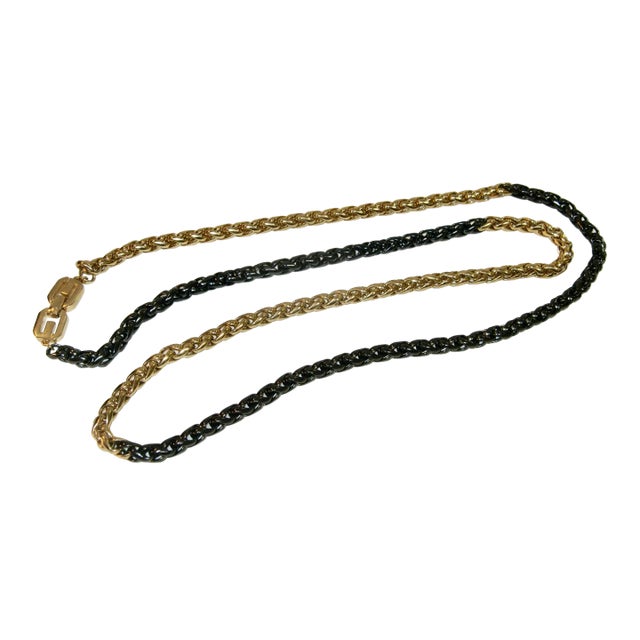 Vintage Givenchy Gold & Hematite Thick Chain Necklace For Sale