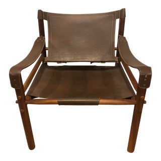 Arne Norell Leather and Rosewood Sirocco Safari Chair For Sale
