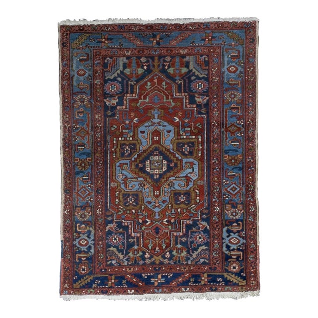 Fine Antique Persian Heriz Wool Rug 3’9” X 5’7” For Sale